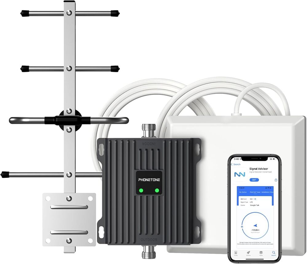 Verizon AT&T Signal Booster 4,500 Sq Ft, 4G LTE 5G Band 12/13/17, 65dB Repeater